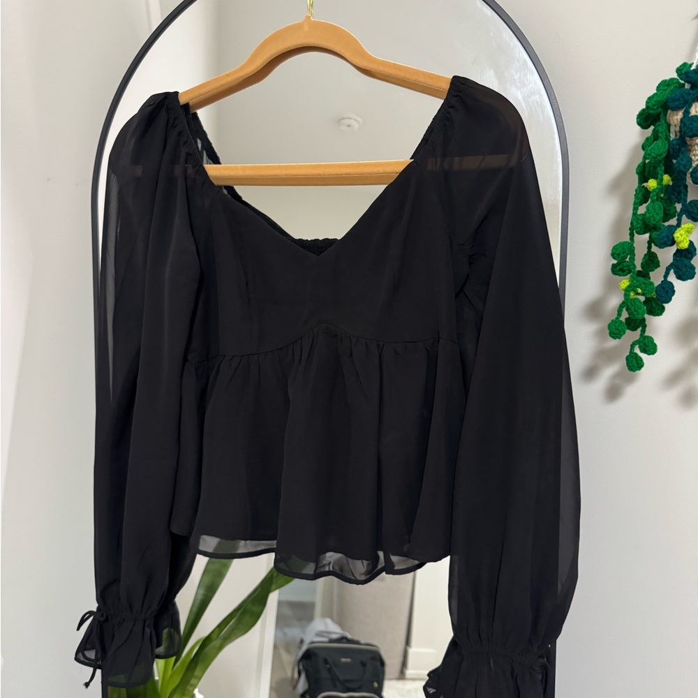 Abercrombie & Fitch Black Sheer Blouse